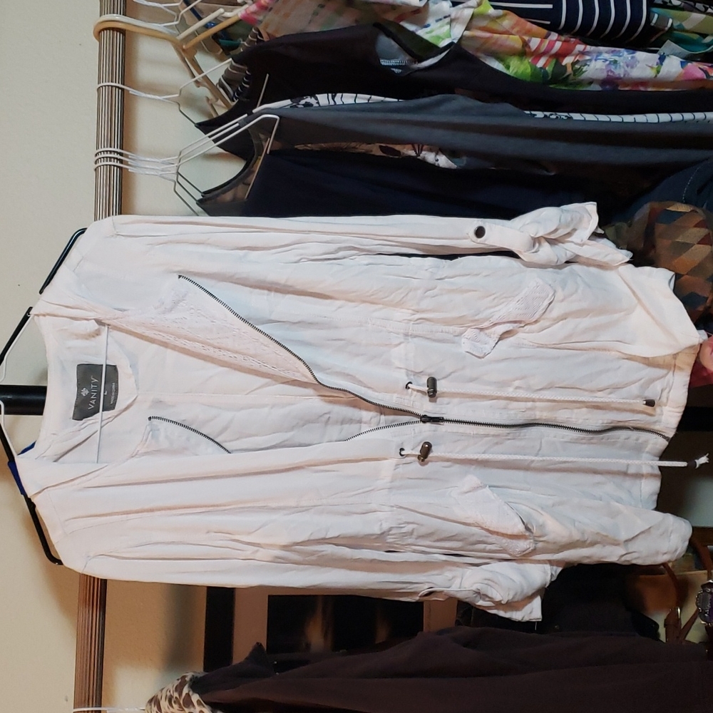 #4 Vanity White zipper hoodie jacket